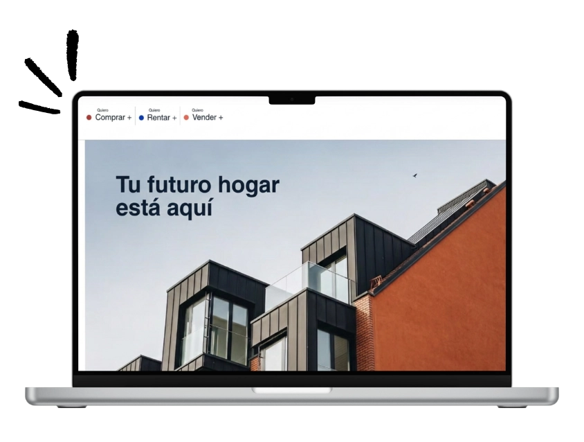 Diseño de una página web corporativa en ordenador que representa el servicio de analítica web para empresas